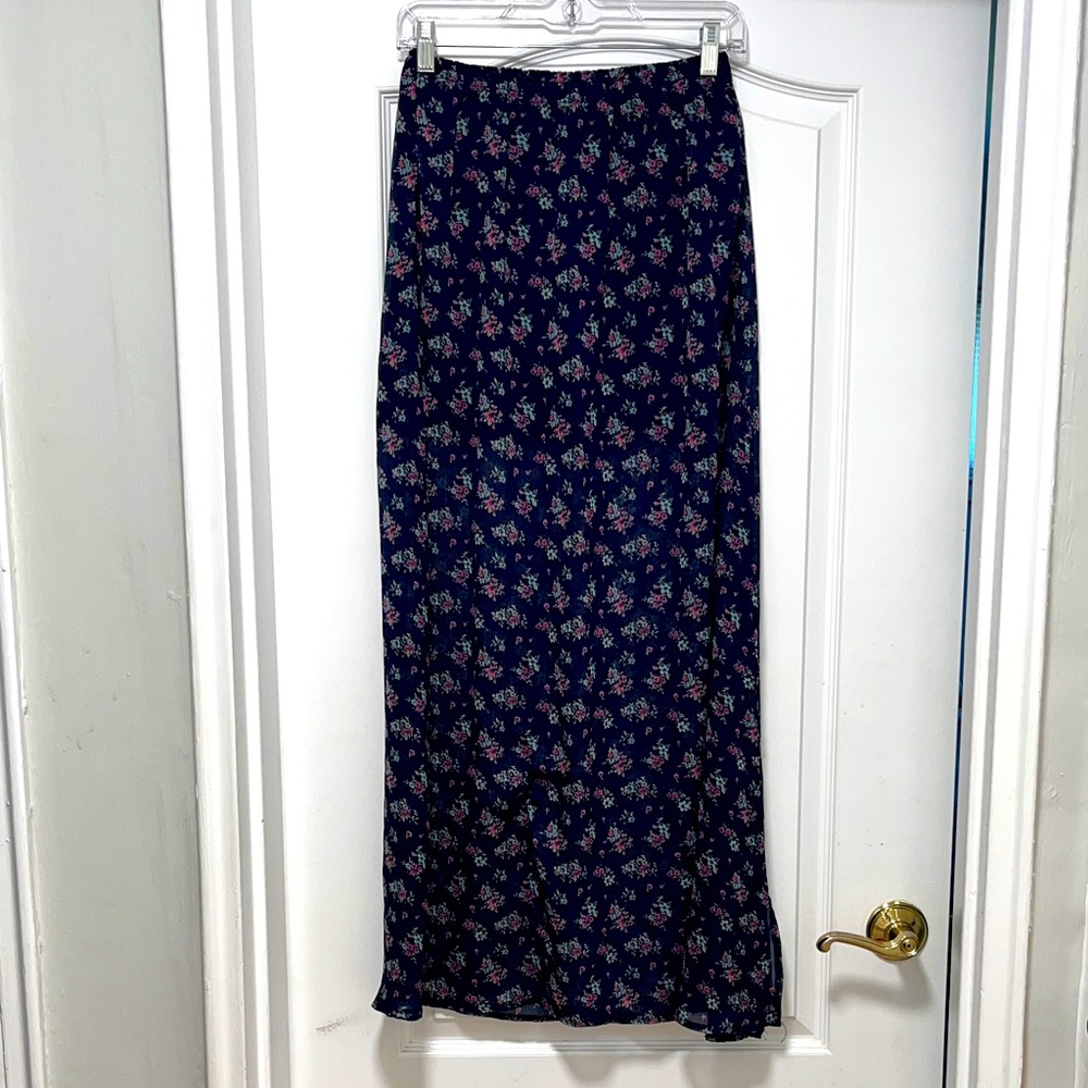 Abercrombie & Fitch Dark Blue Floral Maxi Skirt
